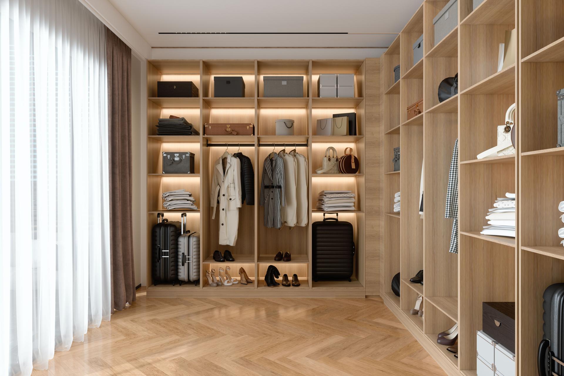 Modern Dressing Room Interior With Wardrobe